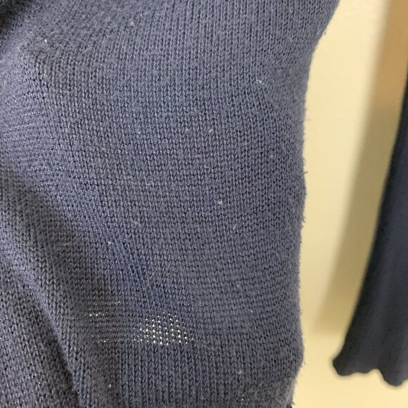Cache Womens M Cardigan Sweater Navy Blue Gold Chain Nautical Quiet Luxury Knit - Picture 16 of 16